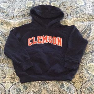 Champion Hooded Navy Blue Sweatshirt Clemson Sewn Letters Youth Small